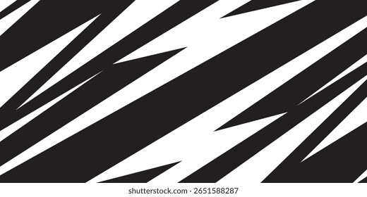 Abstract black and white background with spikes and zigzag line pattern 