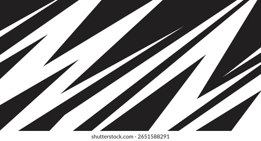 Abstract black and white background with spikes and zigzag line pattern 