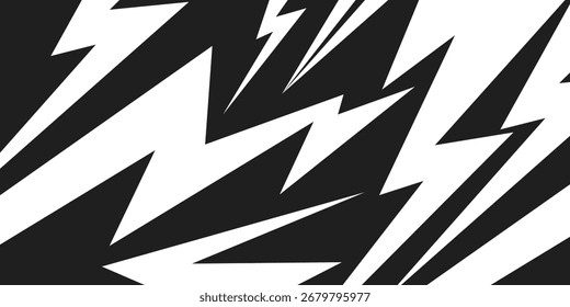 Abstract black and white background with spikes and zigzag line pattern 