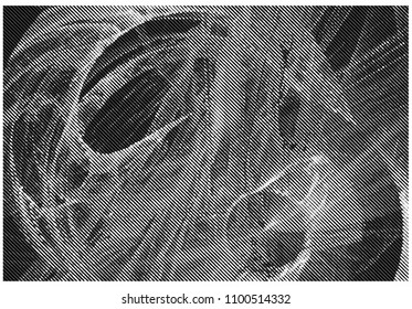 Abstract black and white background. Spotted halftone effect. Dots, circles. Vector clip art