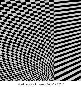 Abstract black and white background with stripes.Striped and checkered surface. Vector illustration. Black and grey diagonal lines and cells. Design element for web, paper, wallpaper, banner, poster.
