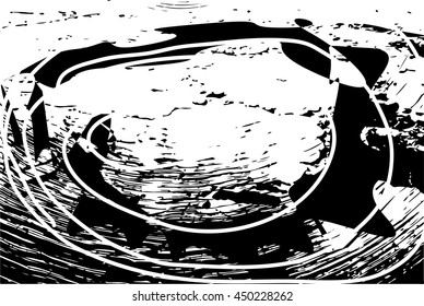 Abstract black and white  background texture with circularly  white lines on darker layer