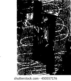 Abstract black and white  background texture vector with curvy   white and black lines on dark layer