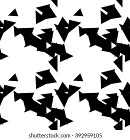 Abstract black and white background with triangles. Vector seamless pattern for web page background, print onto fabric, wallpaper and textile.