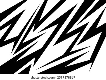 Abstract black and white background with various sharp, zigzag and arrow line pattern