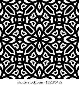 Abstract black and white background, vector geometric seamless pattern