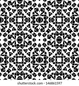 Abstract black and white background, vector geometric seamless pattern