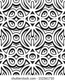 Abstract black and white background, vector geometric seamless pattern