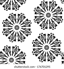 Abstract black and white background, vector seamless pattern