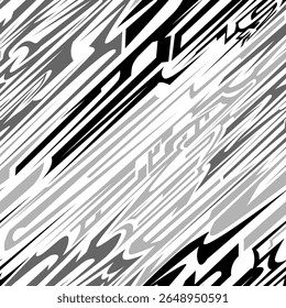 Abstract black and white background. Vector illustration of black and gray diagonally directed abstract lines with curls creating an abstract ornament. Seamless pattern. for Abstract pattern design