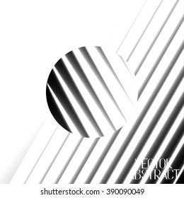 Abstract Black White Background. Volumetric Strip with Circle. Vector Illustration