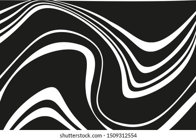 Abstract black and white background with wavy lines. Vector illustration
