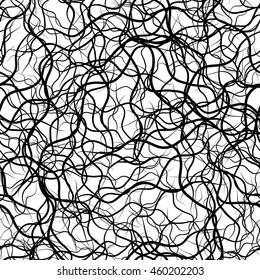 Abstract black and white background with wavy lines. Vector illustration.