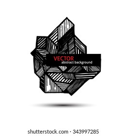 Abstract black and white banner  in polygonal form crystals in the art sketch art.