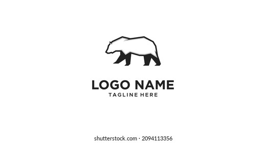 abstract black and white bear logo