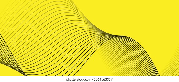 abstract black white blend line design on yellow for background.
