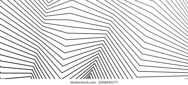 Abstract black and white blend line art background vector. Wallpaper design with wavy line in motion. Illustration for banner, packaging, social media, ads.