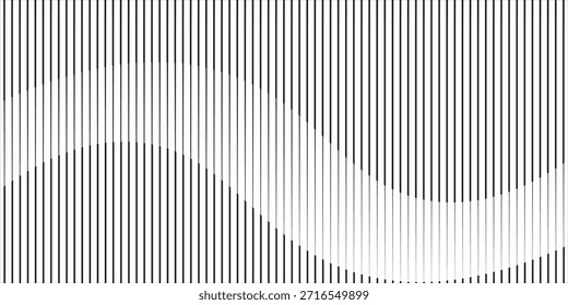 Abstract black and white blend line art background vector. Wallpaper design with wavy line in motion. Illustration for banner, packaging, social media, ads.