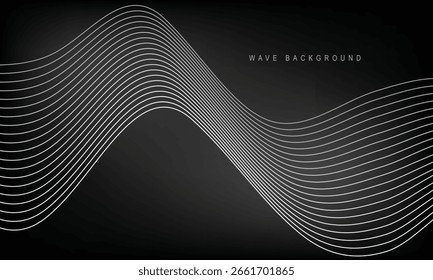 abstract black white blend wave line on gradient mesh background design.