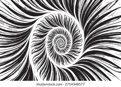 Abstract Black and White Bold Brush Stroke Spiral Swirl Background