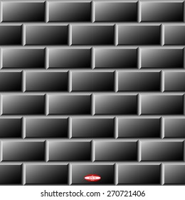 abstract black white brick wall seamless pattern on dark  background. vector illustration