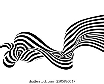 Abstract black and white brush lines. wave background. Vector illustration.