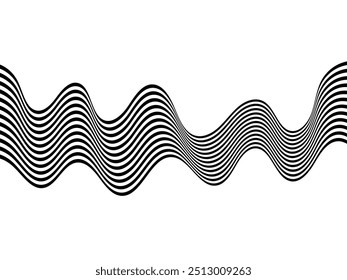 Abstract black and white brush lines. wave background. Vector illustration.