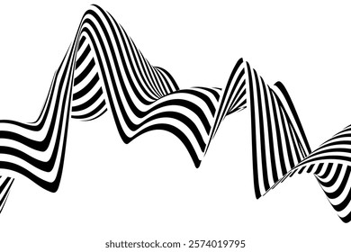 Abstract black and white brush lines. wave background. Vector illustration.