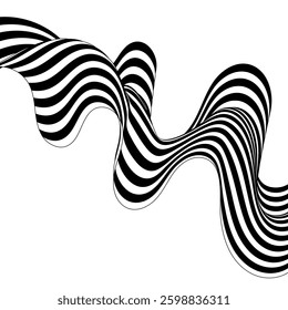 Abstract black and white brush lines. wave background. Vector illustration.