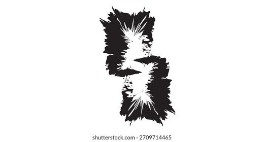 Pincelada Abstractas en blanco y negro con bordes dentados y dinámicos