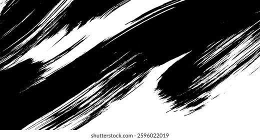 Abstract black and white brush strokes creating a dynamic and artistic pattern.