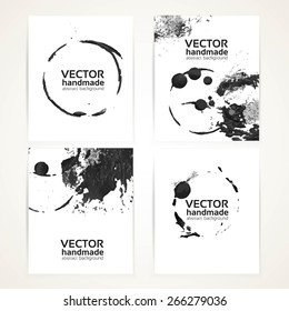 Abstract black and white brush texture hand drawing and prints  banner set