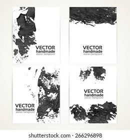 Abstract black and white brush texture hand drawing and prints  banner set