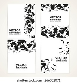 Abstract black and white brush texture on  banner set
