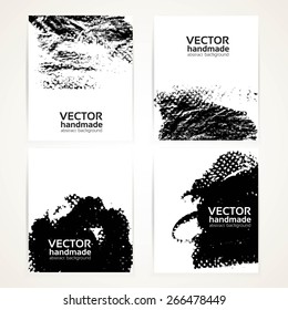 Abstract black and white brush texture prints banners set 