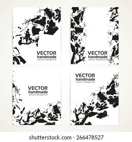 Abstract black and white brush texture on  banner set 1