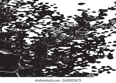 Abstract Black and White Bubbles and Liquid Grunge Texture