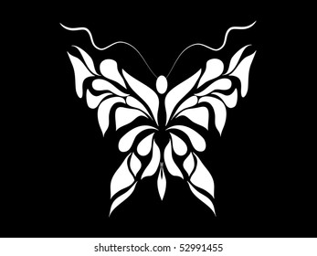 abstract black and white butterfly print