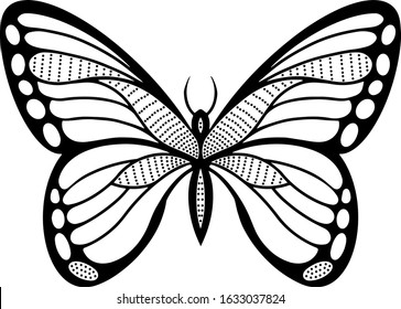 Abstract black and white butterfly. Vector illustration.