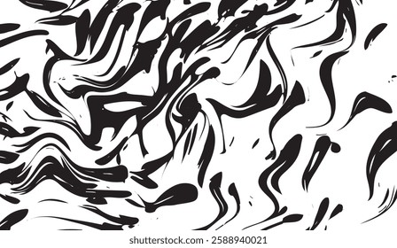 Abstract black and white chaotic ink flowing marbleized effect background, perfect for textures, overlays, or creating unique and stylish designs with high contrast elements