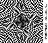 Abstract black and white checkered background. Geometric pattern with visual distortion effect. Optical illusion. Op art.