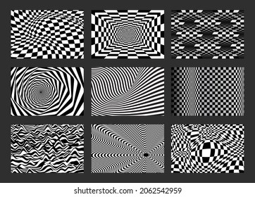 Abstract black and white checkered background collection. Set of checkered wave black white background for sport race championship and business finish success.