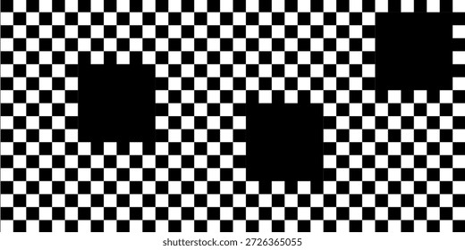 Abstractas Ilustración vectorial de marco circular a cuadros en blanco y negro. Moderno
