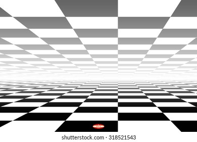 abstract black white chess board with perspective with reflection isolated on white background. vector illustration