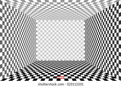 abstract black white chess board with perspective isolated on white background. vector illustration