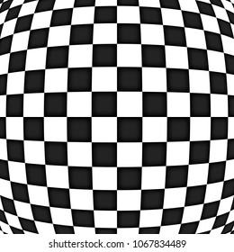 Abstract Black and White chess geometric background with fish eye effect
