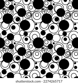 círculo negro y blanco abstracto y puntos de fondo de patrón sin fisuras. ilustración vectorial