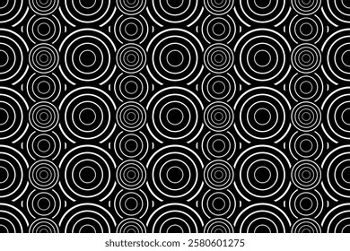 Abstract Black And White Circle Pattern Background. Technology Wallpaper. Vector Illustration. Futuristic. Minimal.