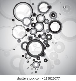 Abstract black and white circles vector