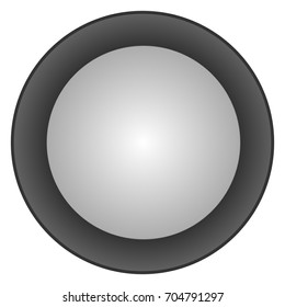 Abstract black and white circular icon, geometrical round button with space for text, vector illustration
